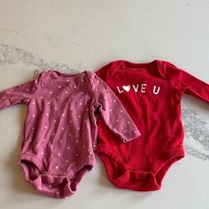 GAP Red and Pink Heart Bodysuits